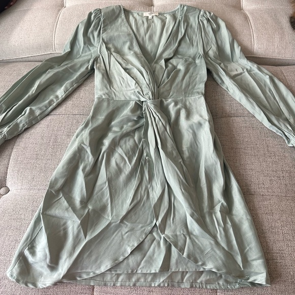 Satin Long Sleeve Mini Dress - Picture 2 of 7